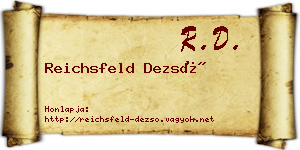 Reichsfeld Dezső névjegykártya